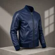 Navy Blue High Quality Leather Jacket - 3