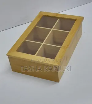 6 Slot Bamboo Wooden Teabag Organizer