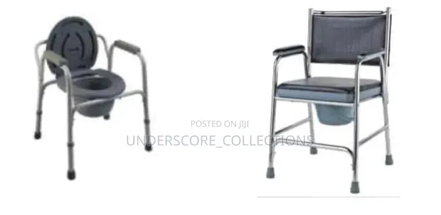 Padded Bedside Commode Chair with Steel Frame - 1
