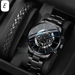 Geneva Black Watch Gift Set for Men