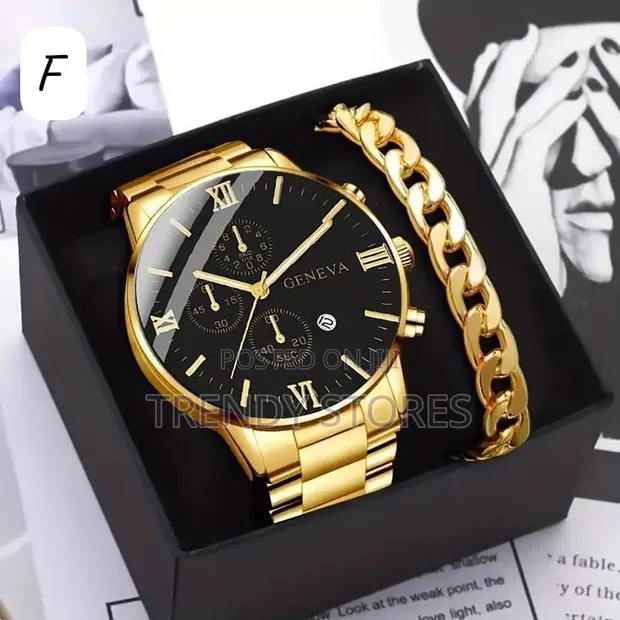 Men's Geneva Watch & Bracelet Gift Set - 1