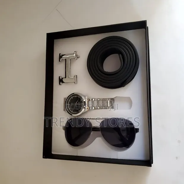 3pcs Jesou Men's Gift Set: Belt, Sunglasses, Watch - 1