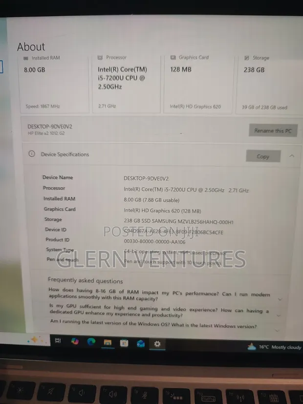 HP Elite x2 1012 G2 8GB RAM 256GB SSD - 1