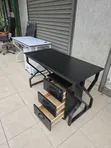 Black Metallic Frame Desk with Pedestal - 1
