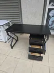 Black Metallic Frame Desk with Pedestal - 2