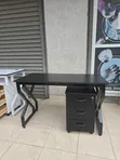 Black Metallic Frame Desk with Pedestal - 3