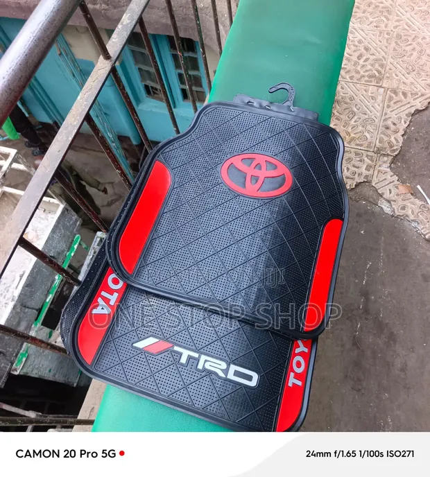 Toyota TRD Floor Mats - Black Textured with Red Trim - 1