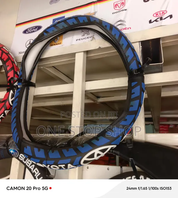 Blue-Black Toyota Steering Wheel Cover with Sporty Tread - 1