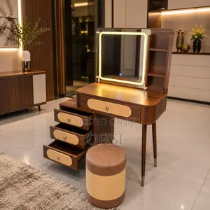 Modern Brown Dressing Table with LED Light