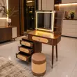 Modern Brown Dressing Table with LED Light - 1