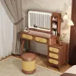 Modern Brown Dressing Table with LED Light - 4