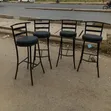 High Round Bar or Counter Stools with Black Metal Frame - 2