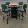 Powder Coated Metal Bar Chairs & Custom Drum Table Set - 1