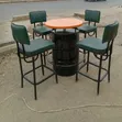 Powder Coated Metal Bar Chairs & Custom Drum Table Set - 2