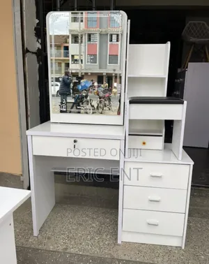 White Dressing Table with Sliding Mirror