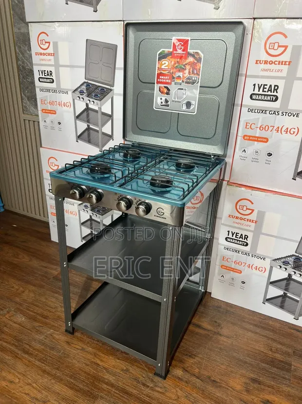 Eurochef Full Gas Standing Cooker With Shelves - 1