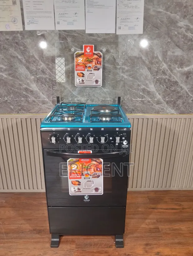 Euroken 50x55cm Freestanding Cooker: 3 Gas + 1 Electric Burner - 1