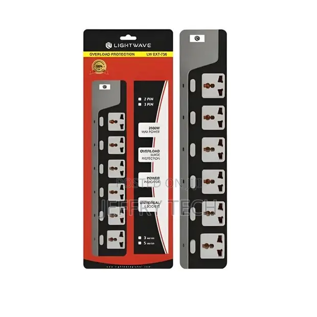 Light Wave 6-Way Extension Socket with Surge Protection (3m) - 1
