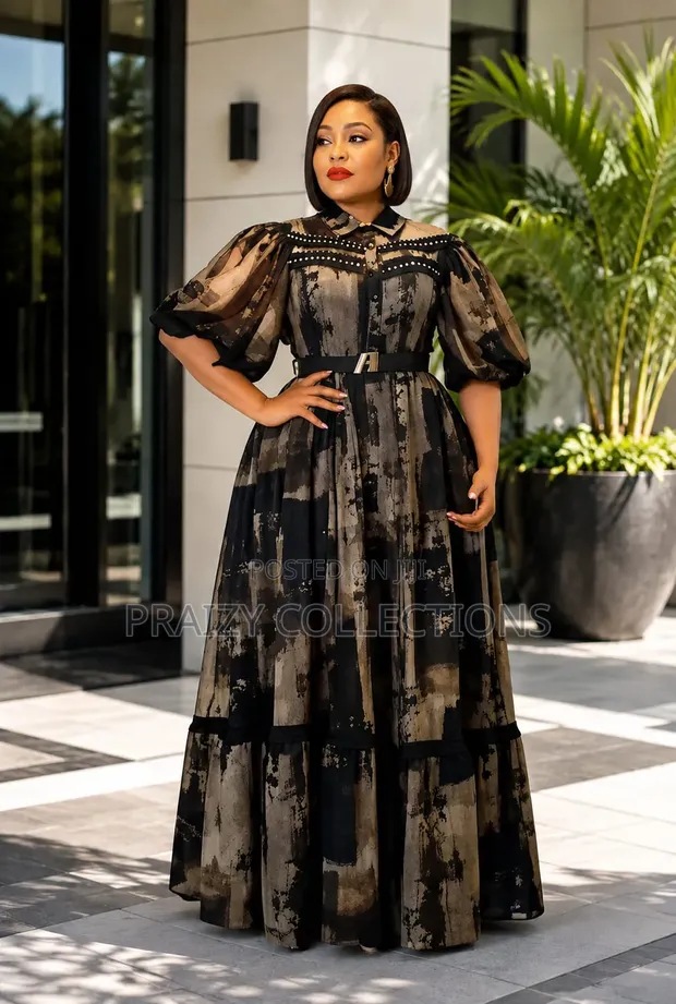 Elegant Printed Maxi Dress - 1