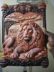 Lion Sculpture Mchongozo wa Mbao wa Ukutani - 3