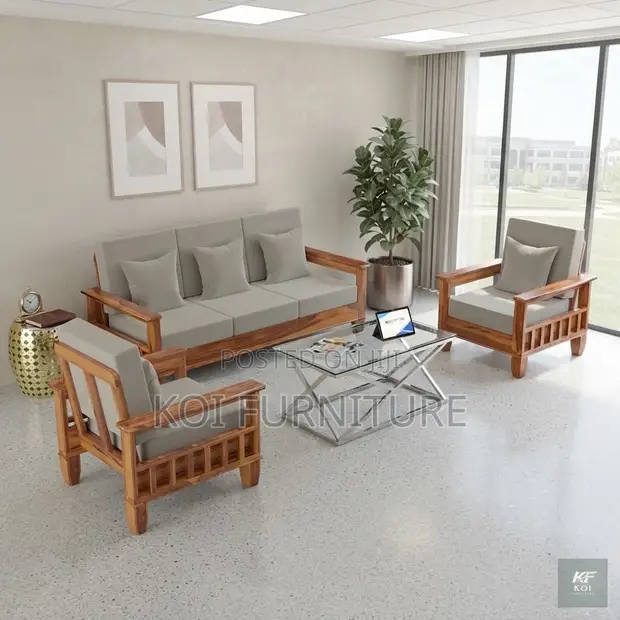 Five Seater Mahogany Office Sofa Set - 1