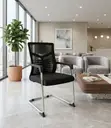 Mid Backrest Mesh Black Sled Base Visitor Chair - 4