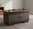 Mahogany Workstation Desk with Storage - 140cm - 1