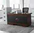 Mahogany Workstation Desk with Storage - 140cm - 2