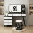 White Modern Mirrored Dressing Table Set - 1