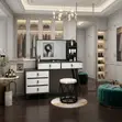 White Modern Mirrored Dressing Table Set - 2