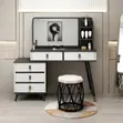 White Modern Mirrored Dressing Table Set - 3