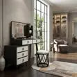 White Modern Mirrored Dressing Table Set - 4