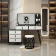 White Modern Mirrored Dressing Table Set - 5