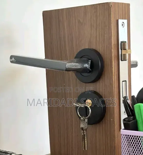 Minimalist Black Door Handle Lock - Modern Privacy Lock - 1