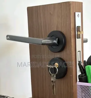 Minimalist Black Door Handle Lock - Modern Privacy Lock