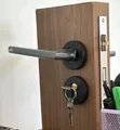 Minimalist Black Door Handle Lock - Modern Privacy Lock - 1