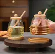 Transparent Glass Honey Jar with Bamboo Lid & Stand (400ml) - 4
