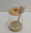 Transparent Glass Honey Jar with Bamboo Lid & Stand (400ml) - 5
