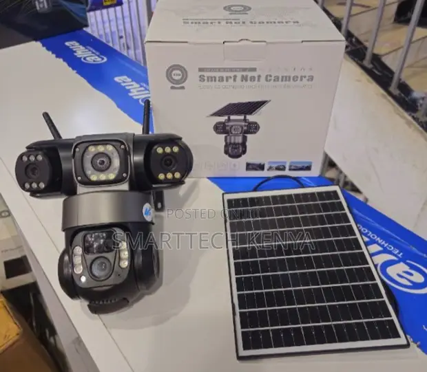 PTZ V380 Triple Lens Smart Solar CCTV Camera with 4G - 1