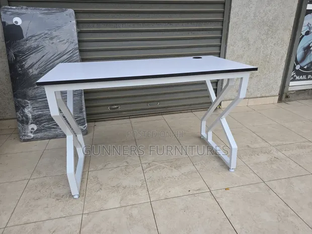 White Metallic Frame Office Desk - 1