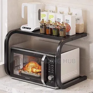 1-Tier Metallic Microwave Organizer Shelf/Stand 55x35x35cm