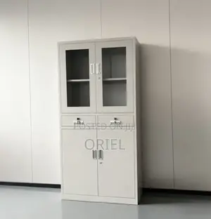 Steel Office Storage Cabinet with Upper Glass Doors