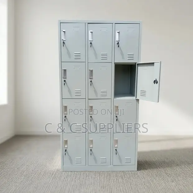 12-Door Metallic Locker Cabinet - 1