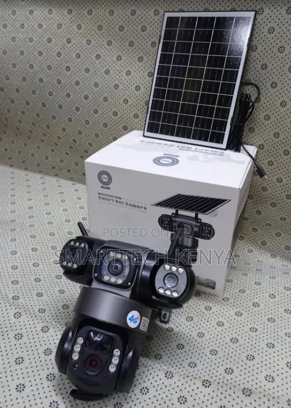 V380 Pro 4G Triple Lens Solar CCTV Camera 360° 12MP Full HD - 1