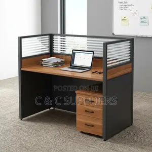 1-Way Brown Modern Workstation Desk