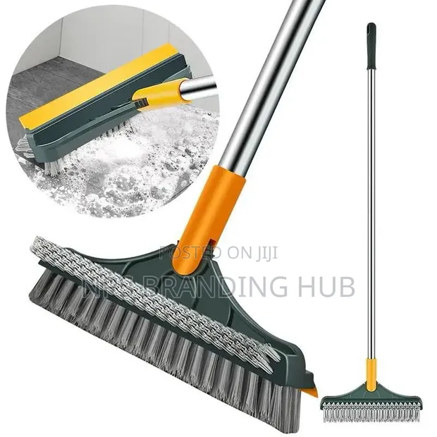 3-in-1 V-Shaped Floor Scrub Brush with Scraper - 1