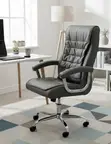 Premium Grey Leather Boss Office Chair - 2