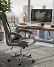 Premium Grey Leather Boss Office Chair - 5