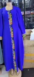 Elegant Maxi Dress with Ankara Detail - 2