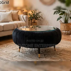 Quality Black Velvet Glass Coffee Table